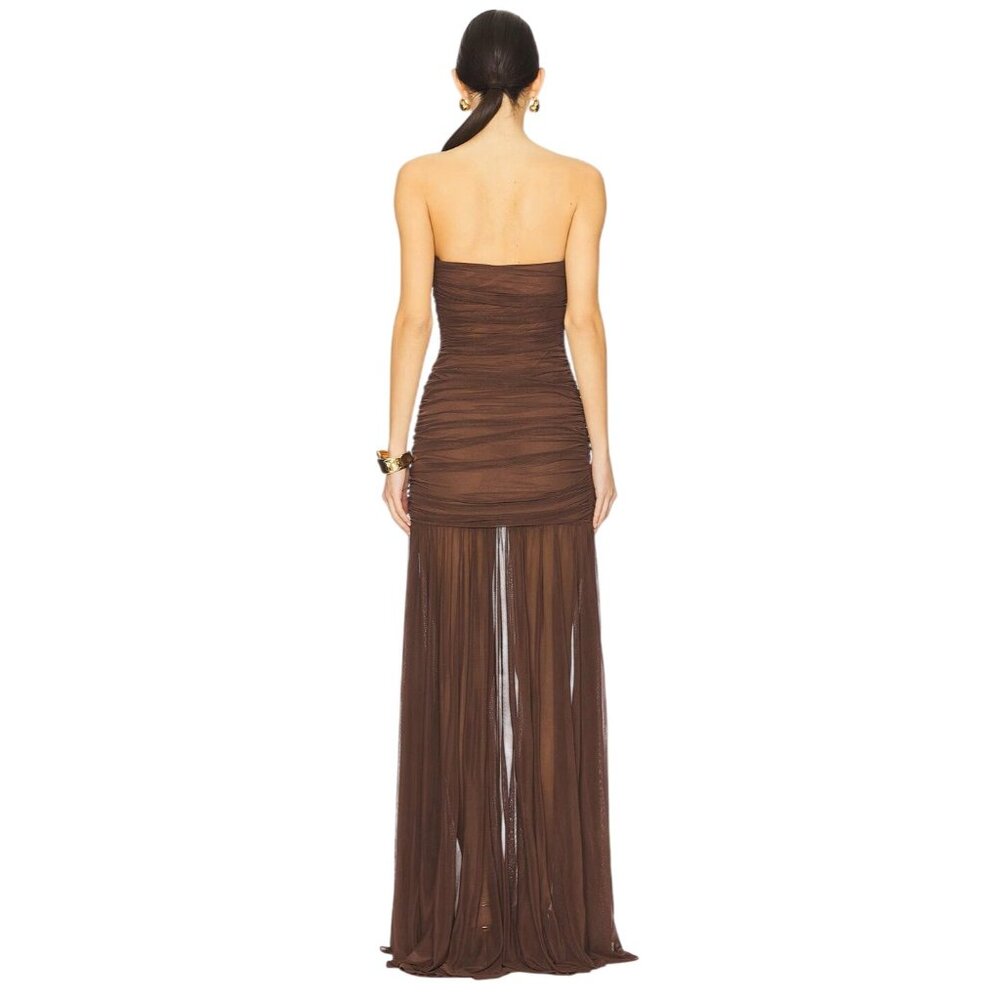 Retrofete Strapless Brown Maxi Dress - Picture 3 of 14